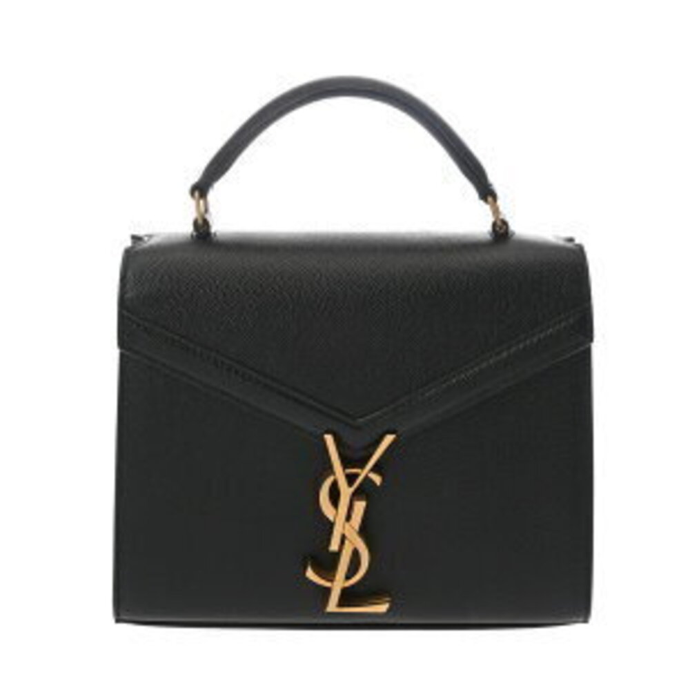 Saint Laurent Cassandra Top Handle Bag Black Grain de Poudre Embossed Handbag